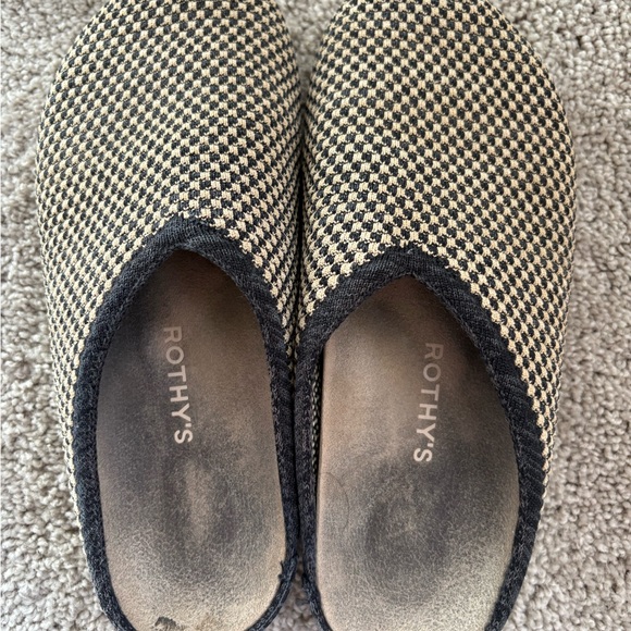 Rothy’s The Casual Clog in Toffee/Checkered Mules - Picture 3 of 4